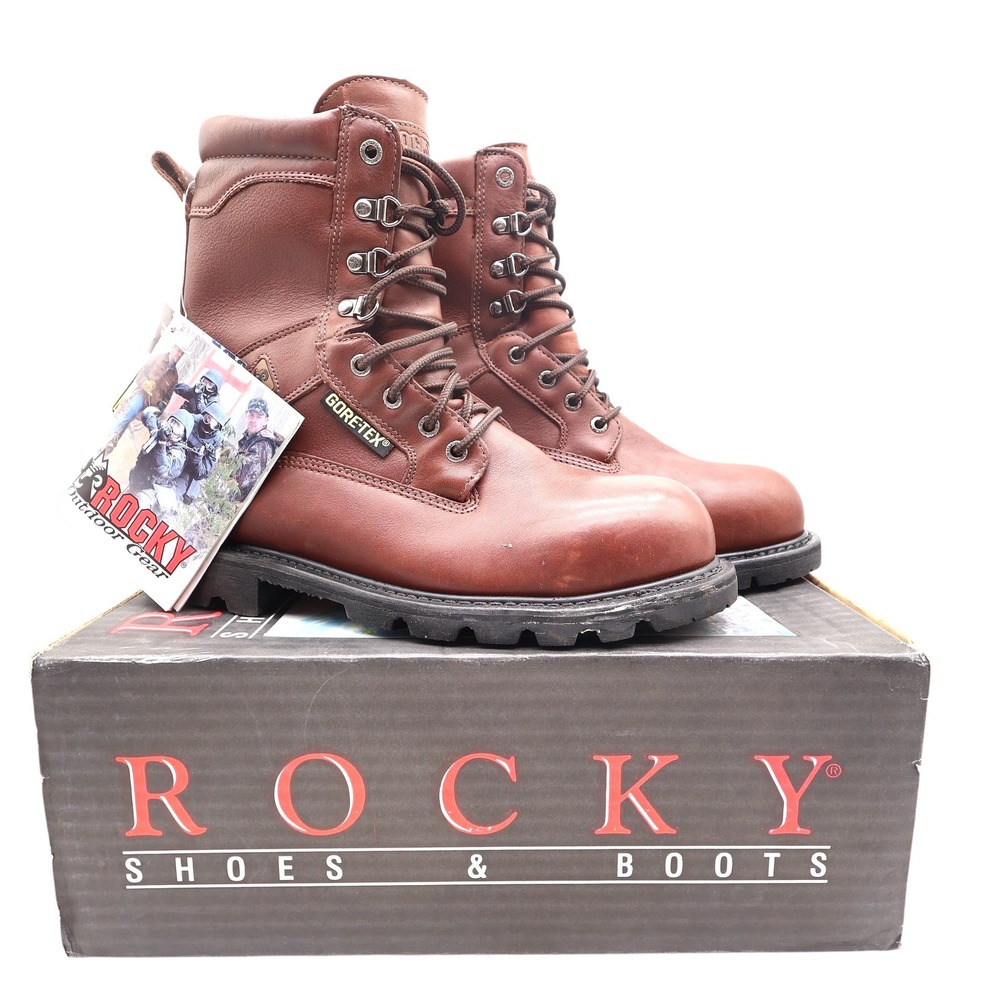 Rocky 2000s Steel Toe Ranger Work Boots Mens 9 Brown Leather Gore-Tex NIB